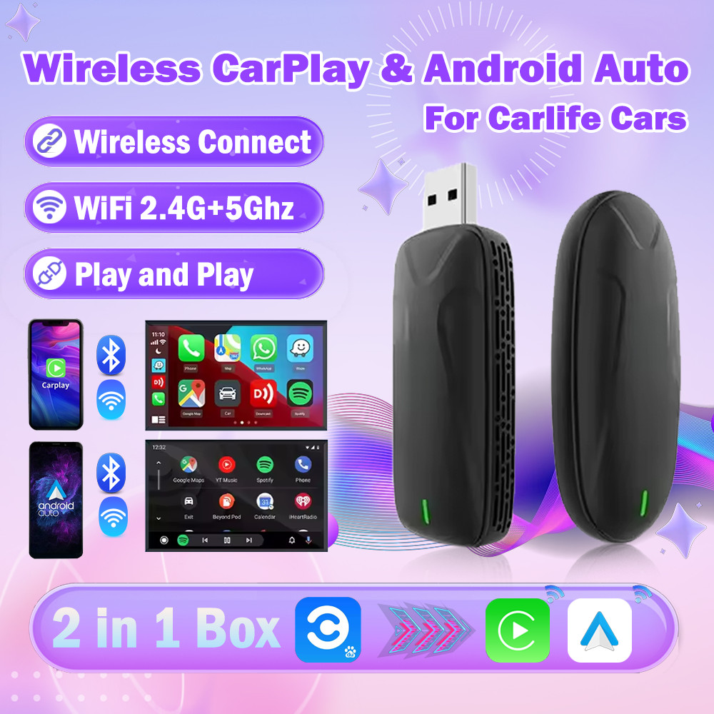 CarlinKit Baidu Carlife Wired to Wireless CarPlay Android Auto Adapter 2in1 For Mercedes Benz, BMW, 