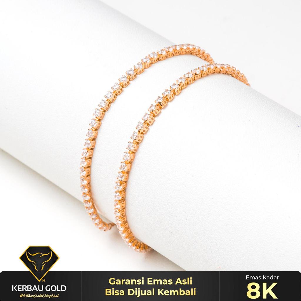 [Kerbau Gold] Gelang Emas Serut Listring 8K - Emas Asli 100%