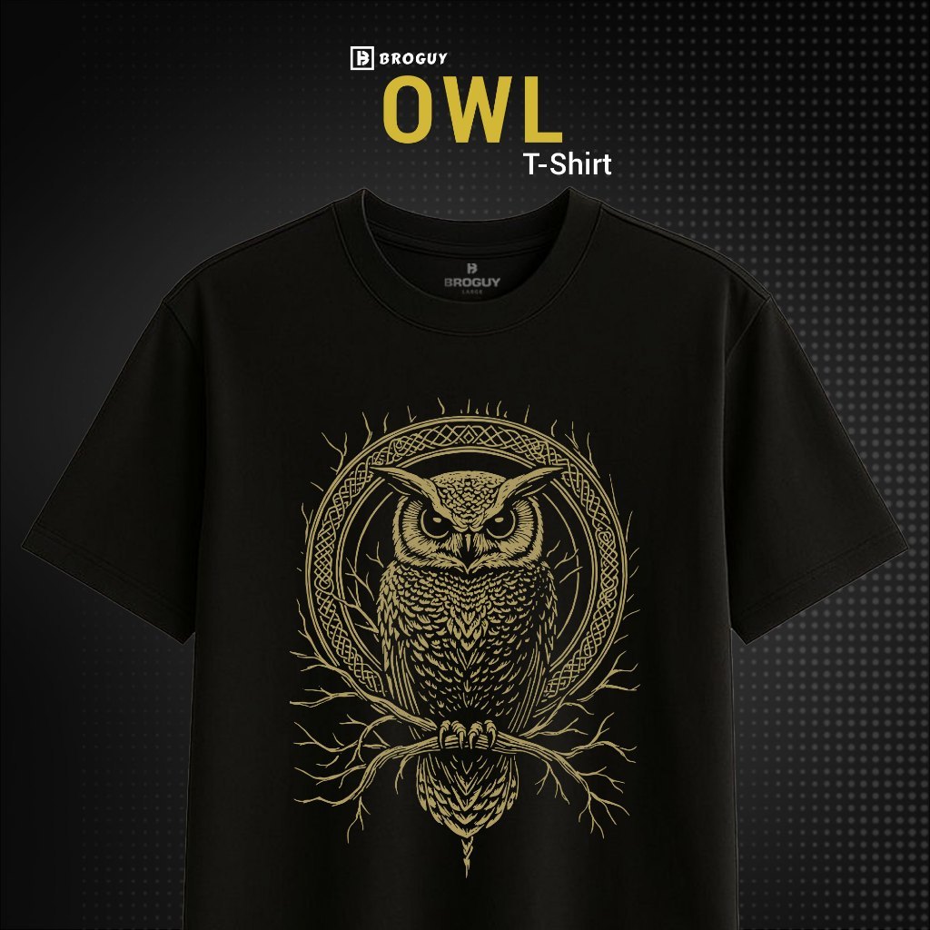 BROGUY Kaos Pria Owl Tee 230 GSM Tebal & Premium