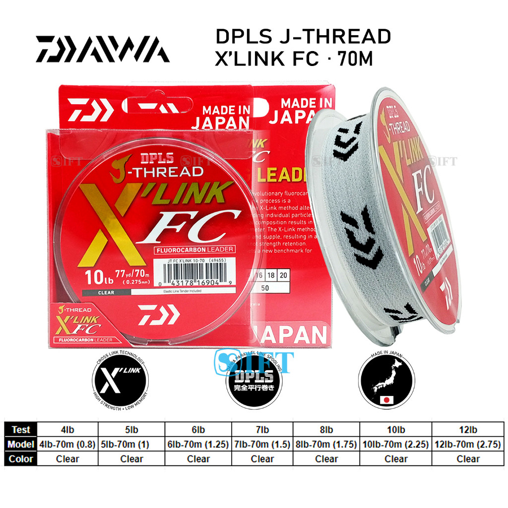 Senar Leader DAIWA J THREAD X-LINK FC 70M | DPLS Made In Japan | Fluoro Carbon | SM Fishing Store