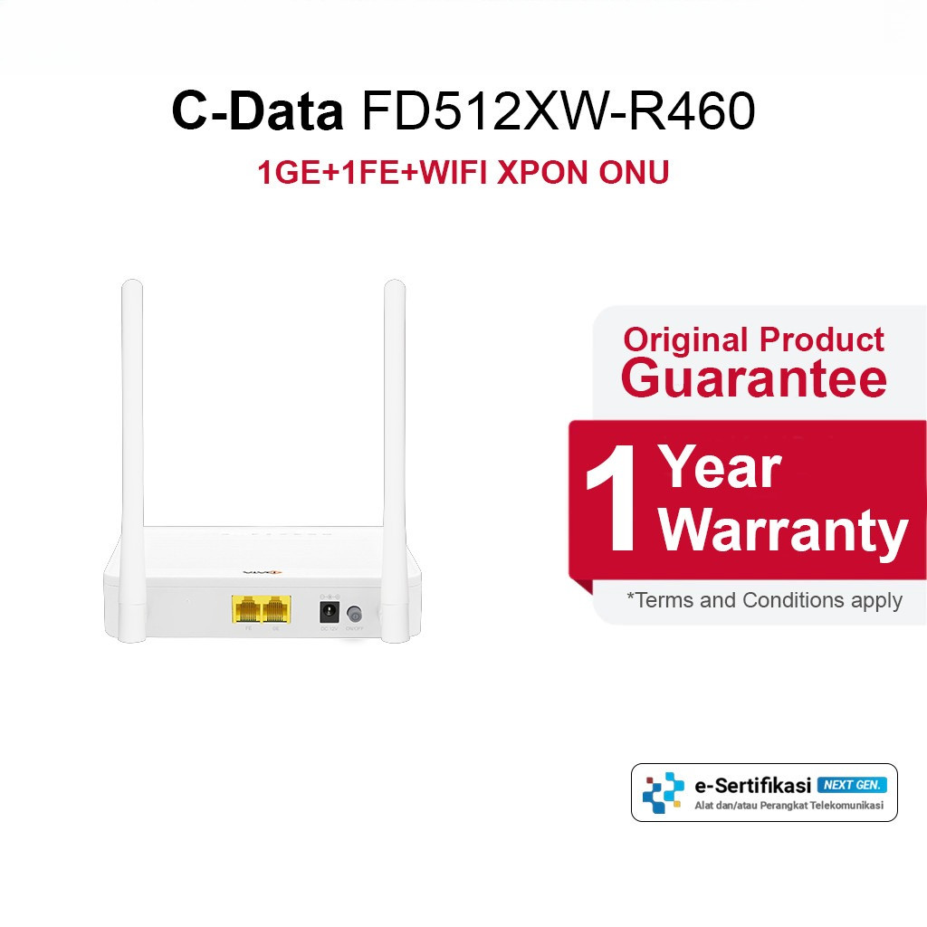 C-DATA FD512XW-R460 1GE 1FE WIFI XPON ONU – Single Band WiFi Fiber FTTH - Modem CDATA - Router CDATA