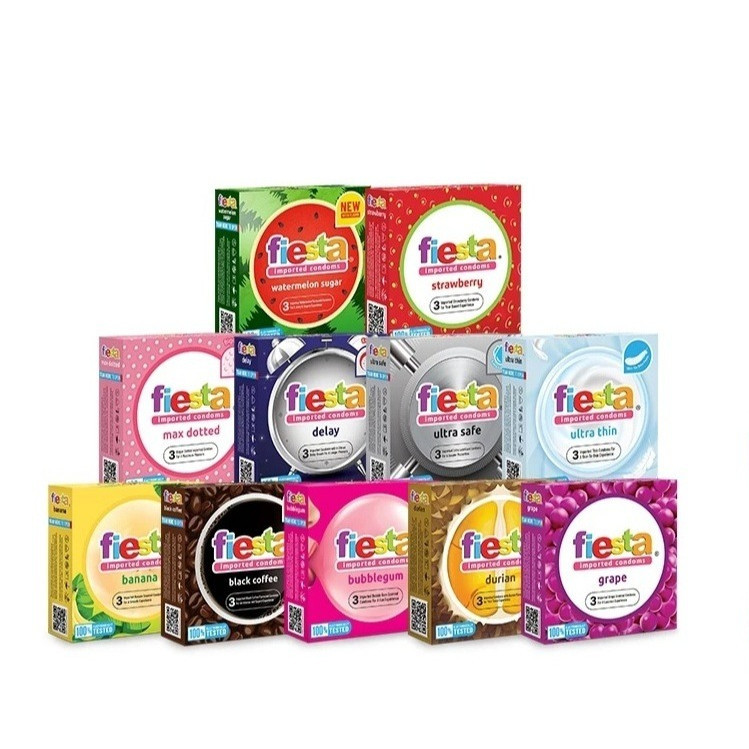 Kondom Fiesta ALL VARIAN RASA - Funpack / Ultrathin / Ultra Safe / Delay / Max Dotted / Bubble Gum /