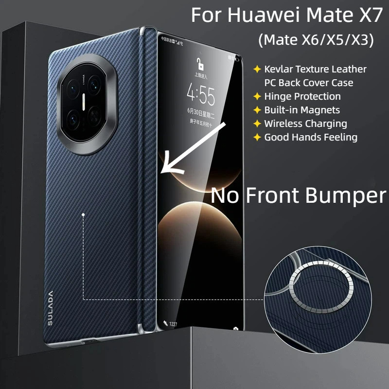 Casing untuk Huawei Mate X7 X6 X5 X3 Casing Ponsel Flip Keras Magnetik Pelindung Engsel Kulit Tekstu