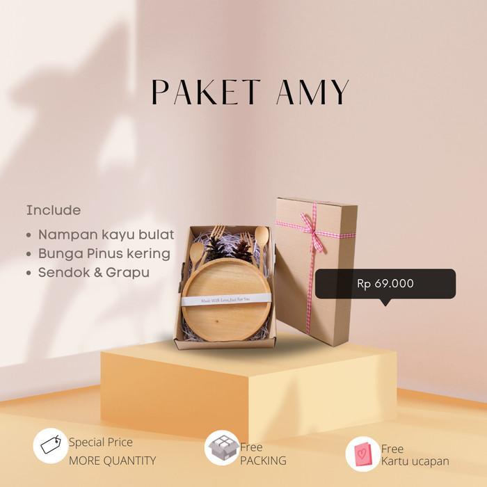 IMPODIO Hampers Amy Paket Kado Piring Kayu | Hadiah estetik fungsional berkesan | Bagi pencari hadia