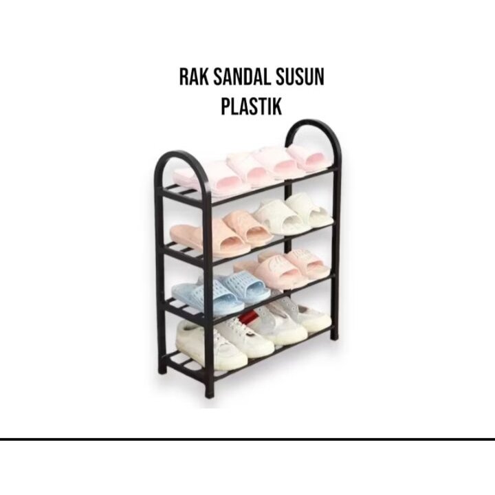 Rak Sepatu  4 Susun  Tempat  Sandal Rak  4 Susun  4 Tingkat  Plastik Sandal Shoes