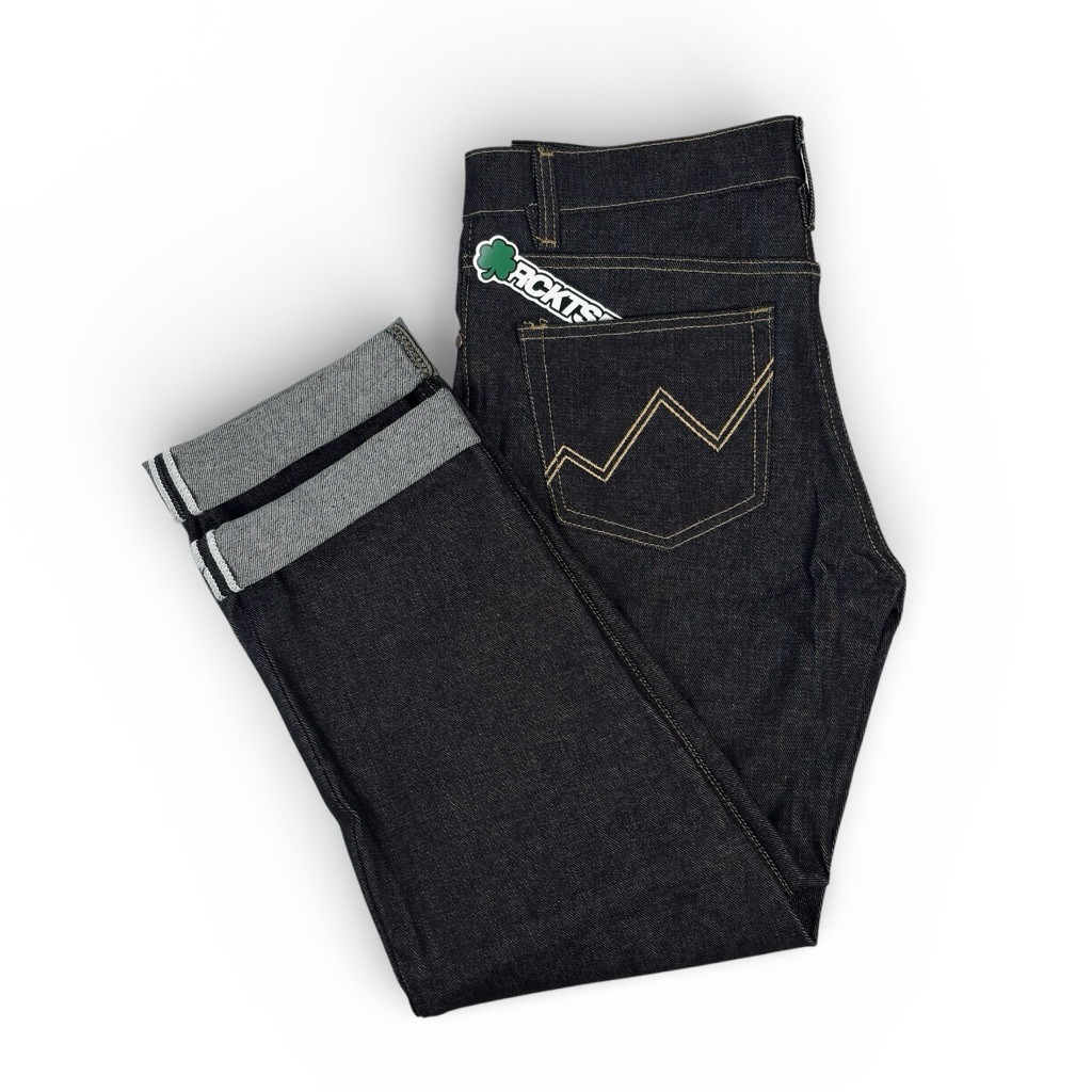 Celana Pria Jeans Denim Selvedge CHEVRON Black Indigo - Bahan Selvedge 15Oz