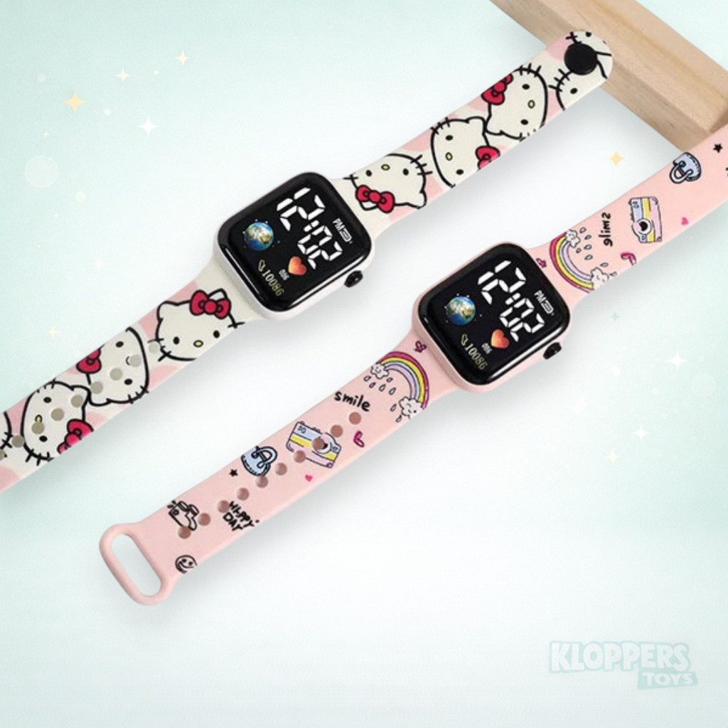 Jam Tangan Anak Hello Kitty Digital LED Smart Watch Anak Karakter Lucu Jam Anak Cute Silicone