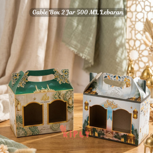 Gable Box 2 Jar Seri Idul Fitri/Dekorasi Idul Fitri/Box Souvenir Hampers Lebaran/Parcel Idul Fitri