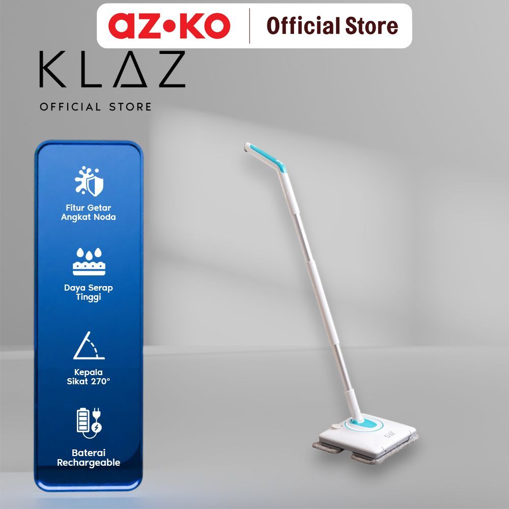 AZKO Klaz Alat Pel Getar Elektrik Rechargeable Vibration Mop Pelan Lantai Serbaguna Floor Mop Kain L