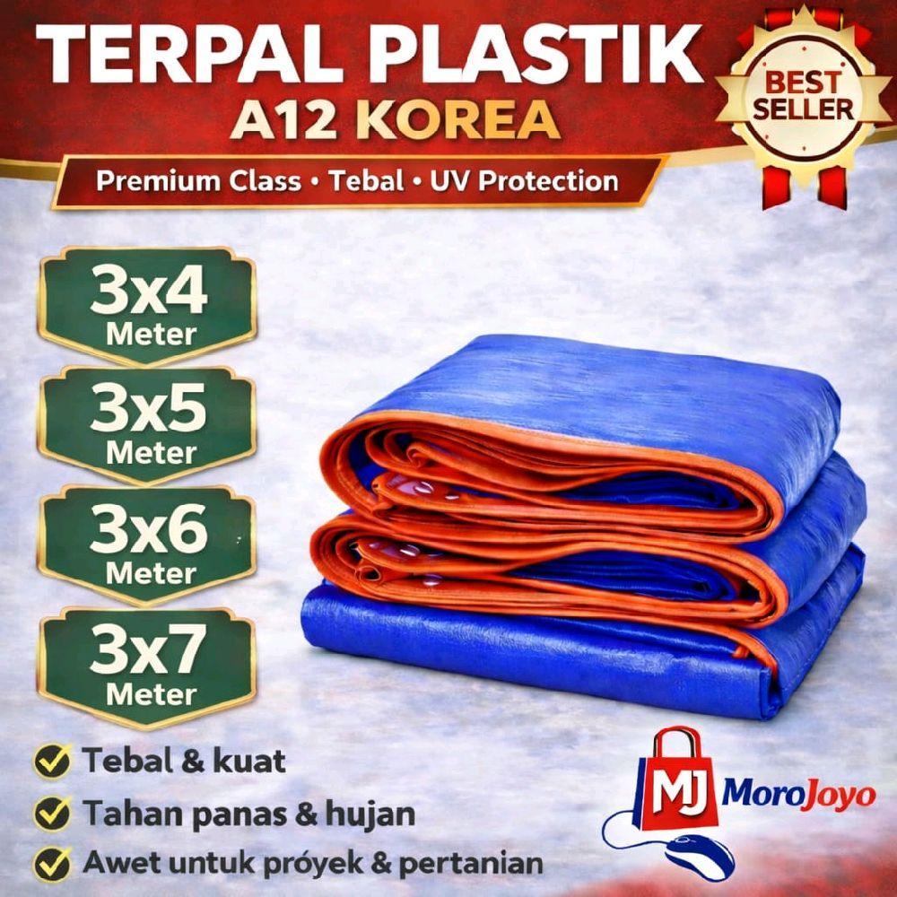 Terpal Korea A12 Biru Oren 3x4 3x5 3x6 3x7 terpal plastik terpal tenda terpal truk terpal Fuso terpa