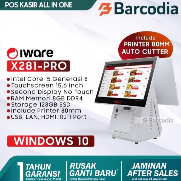 MESIN KASIR PC POS ALL IN ONE TOUCHSCREEN IWARE X281 PRO Intel Core i5 Gen8 - Intel Core i5 Gen8