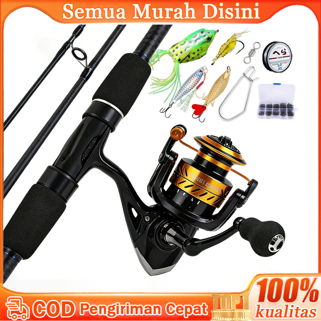 Beli 1 Dapat 10 Joran Pancing Carbon 1 Set 1.6M-2.4M Satu Set Reel Pancing Joran Pancing 1 Set Lengk