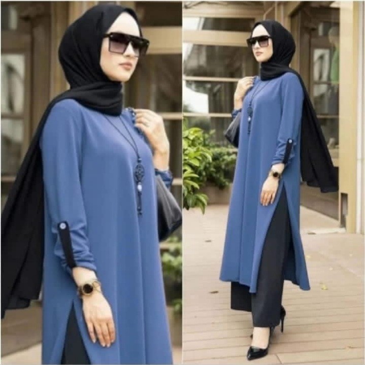Qyara Store Fashion Long Tunik Inara Crinkle Ukuran M,L,XL,XXL Jumbo Terlaris Tunik Polos Inara Baha