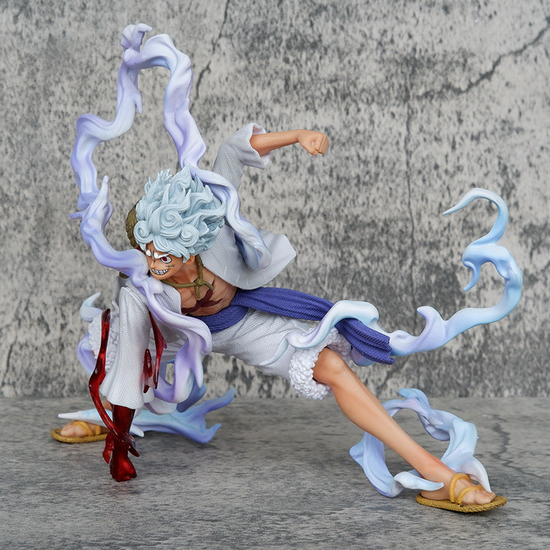 One Piece Monkey D Luffy Nika Gear 5 Anime Figurine Squat Pose White Hair Devil Fruit Awakening PVC 
