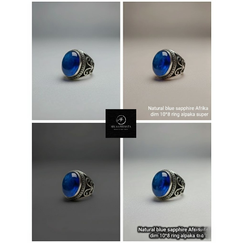 natural cincin batu blue safir Afrika ring alpaka super dim 10