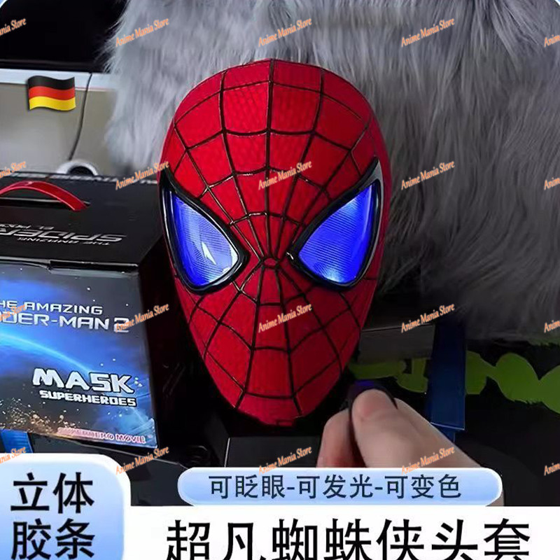 In Stock Hot Sale New Spider-Man Mask with Movable Eyes Bluetooth Ring Control Reargeable LED Electr