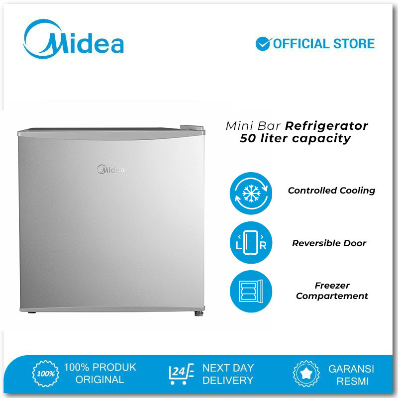 Midea Kulkas Mini Bar MDRD86FGG50ID Kapasitas 50 Liter Mini Bar Refrigerator