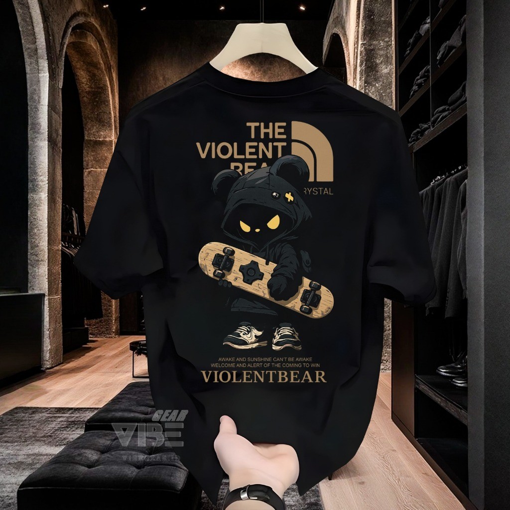 Kaos Distro Pria Violent Bear Skateboard Original 100% Cotton Combed 24s Premium Baju Kaos Cowok Len