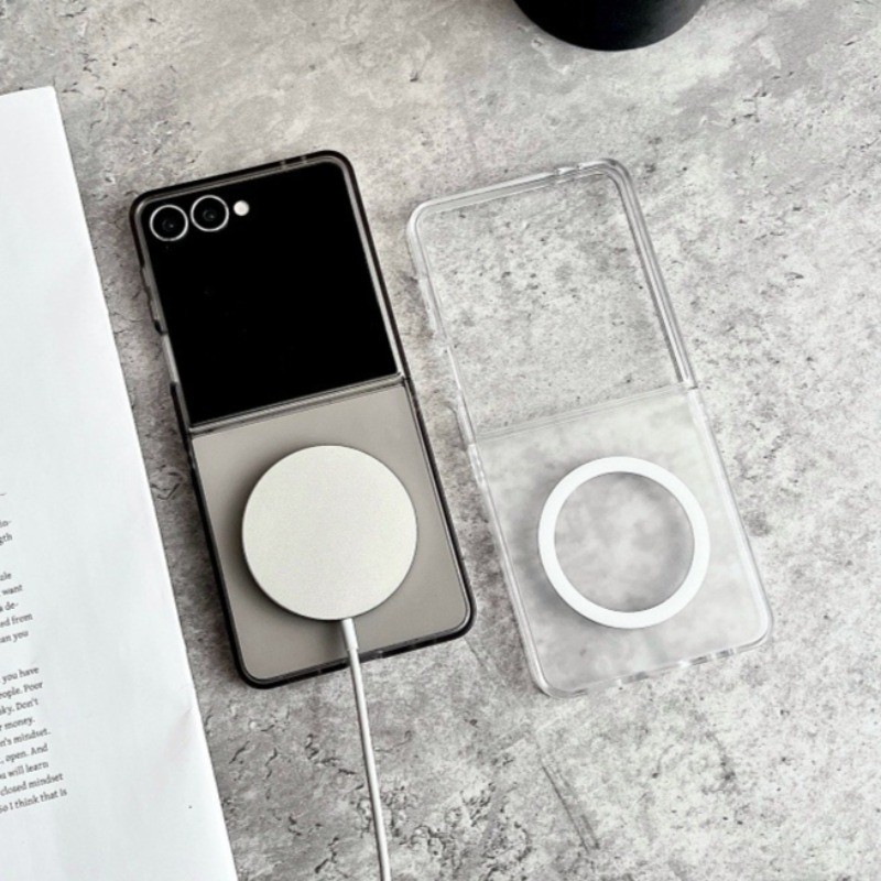 Slim Matte Clear Casing Magnetic untuk Samsung Galaxy Z Flip 7 Z Flip 7FE Z Flip 6 Z Flip 5 Z Flip 4