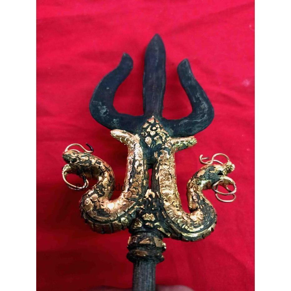 Tombak Pusaka Trisula Pamor Keleng Kinatah NN1