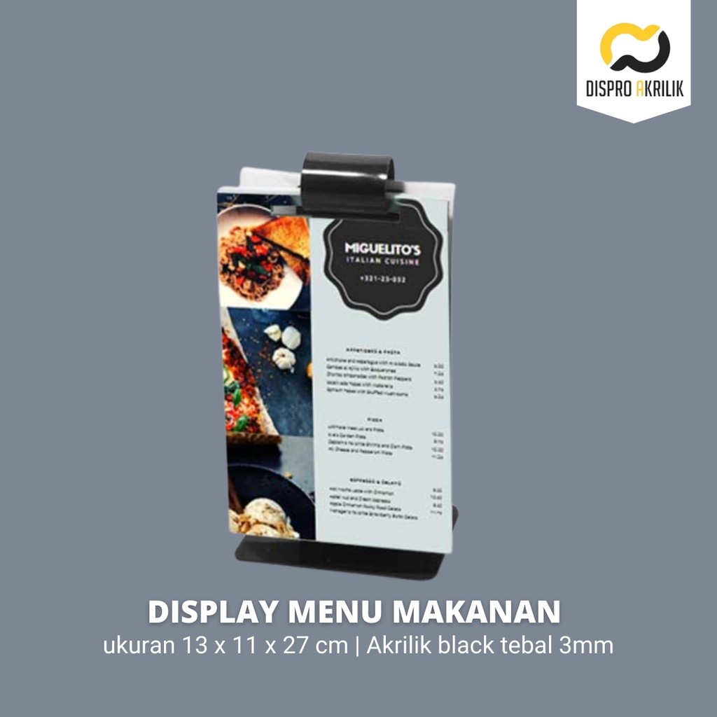 Display menu makanan / acrylic table / acrylic menu stand resto