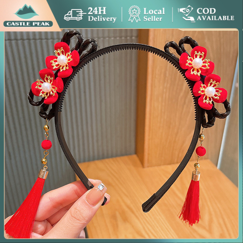 Aksesoris Bando Imlek Anak Perempuan Model Rambut Cepol Dua Bando Sanggul Cina Headband Cheongsam Me