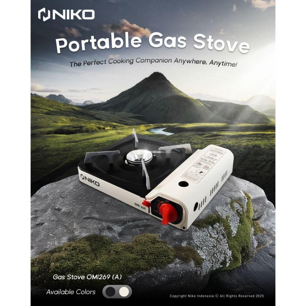 NIKO ORIGAMI Kompor Gas Portable 1 Tungku NK-269 OMI Portable Gas Stove Plus Koper