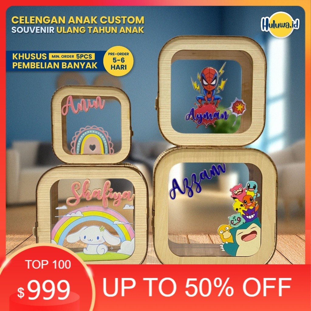 PROMO Celengan Anak Aesthetic / Souvenir Ulang Tahun Anak / Celengan Anak Custom / Hampers Ulang Tah