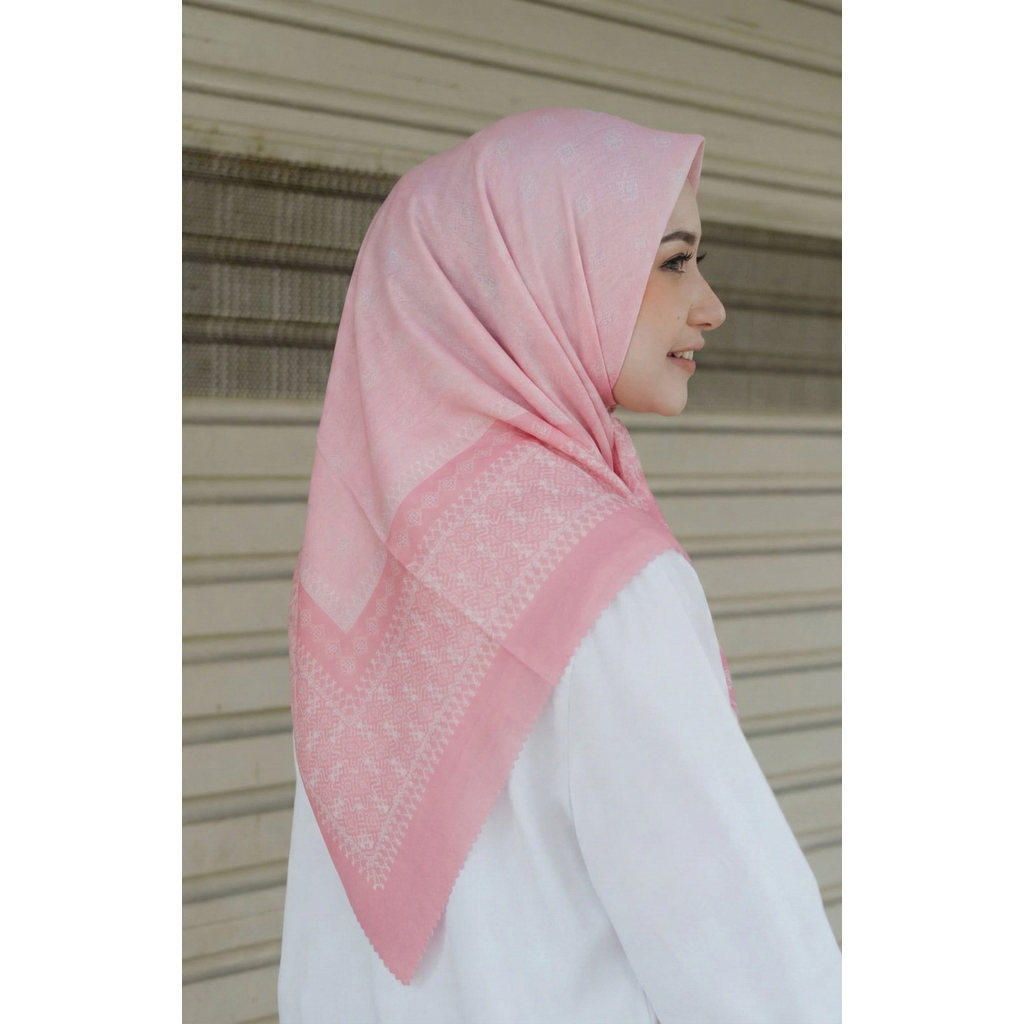 Jilbab segi empat Hijab Kerudung Voal Segi Empat Premium / jilbab Motip Lasercut Sublime Khalisa Ser