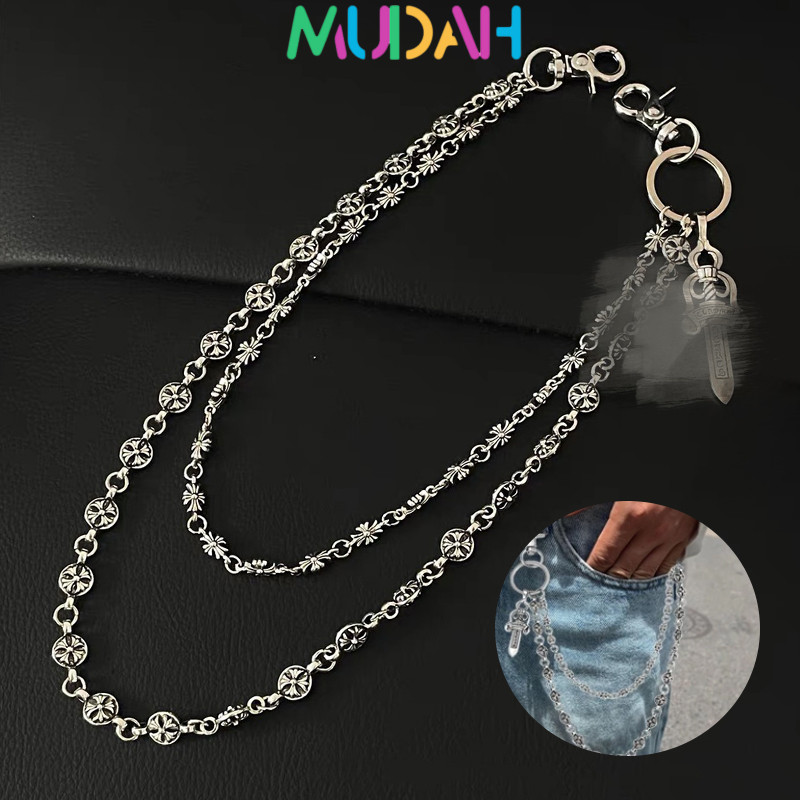 Rantai Serbaguna Chain Dompet Dompet Rantai Pria Keren Rantai Celana Chrome Hearts dengan Gantungan 