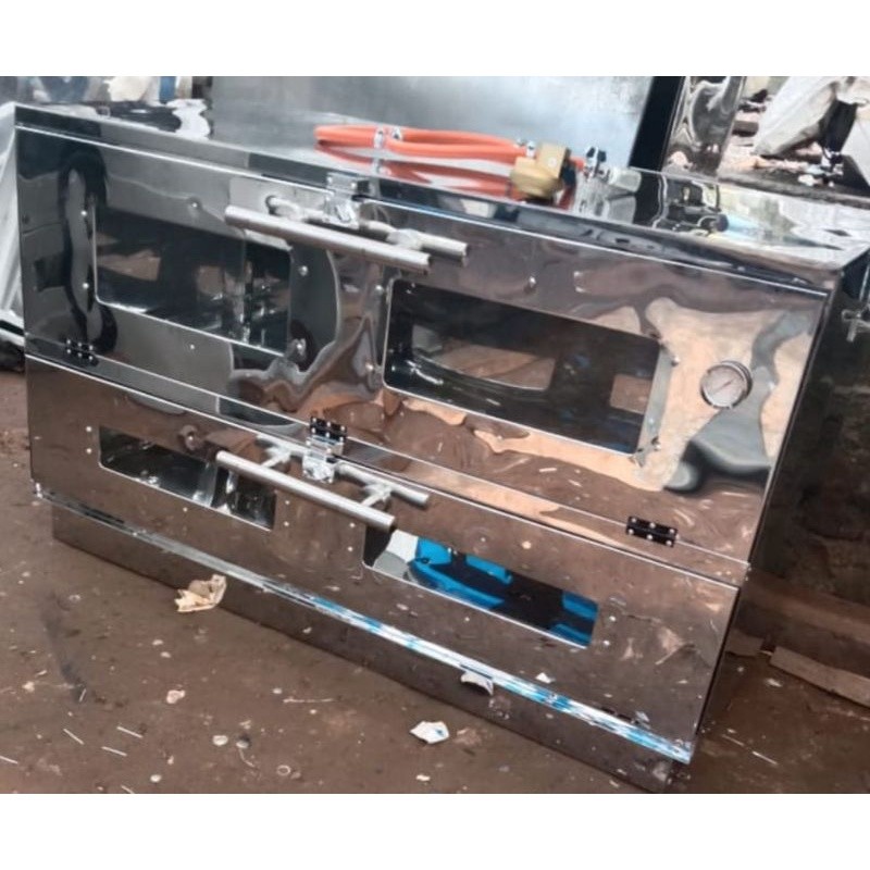 Oven Gas Stainless Uk 90x55 Anti Karat, Oven Gas Lengkap Siap Pakai, Oven Gas Extra Bonus dan Doble 