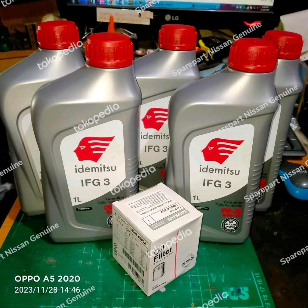 0w-20 Idemitsu Paket Oli 5 liter + filter oli Nissan