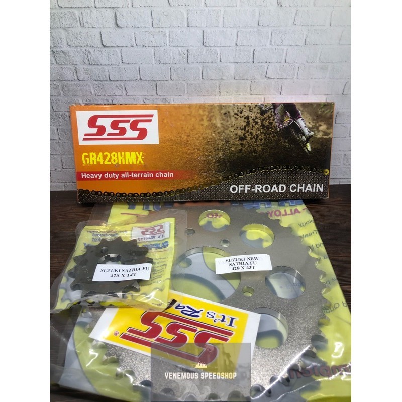 Gearset SSS 428 Rantai SSS HMX Dan Gear Depan Belakang SSS Satria FU
