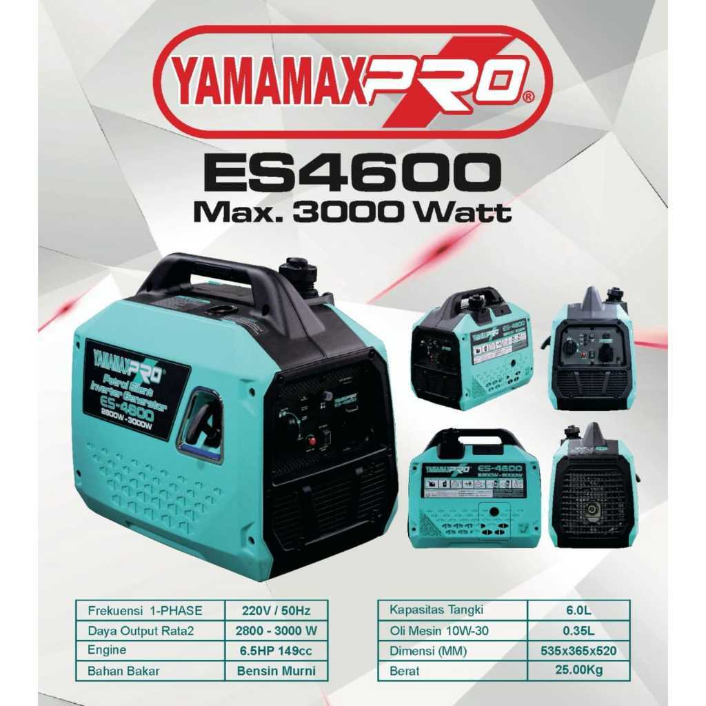Genset Silent Inverter 3000 Watt Yamamax Pro ES 4600 ES4600 Genset Bensin Portable 2800 Watt Generat