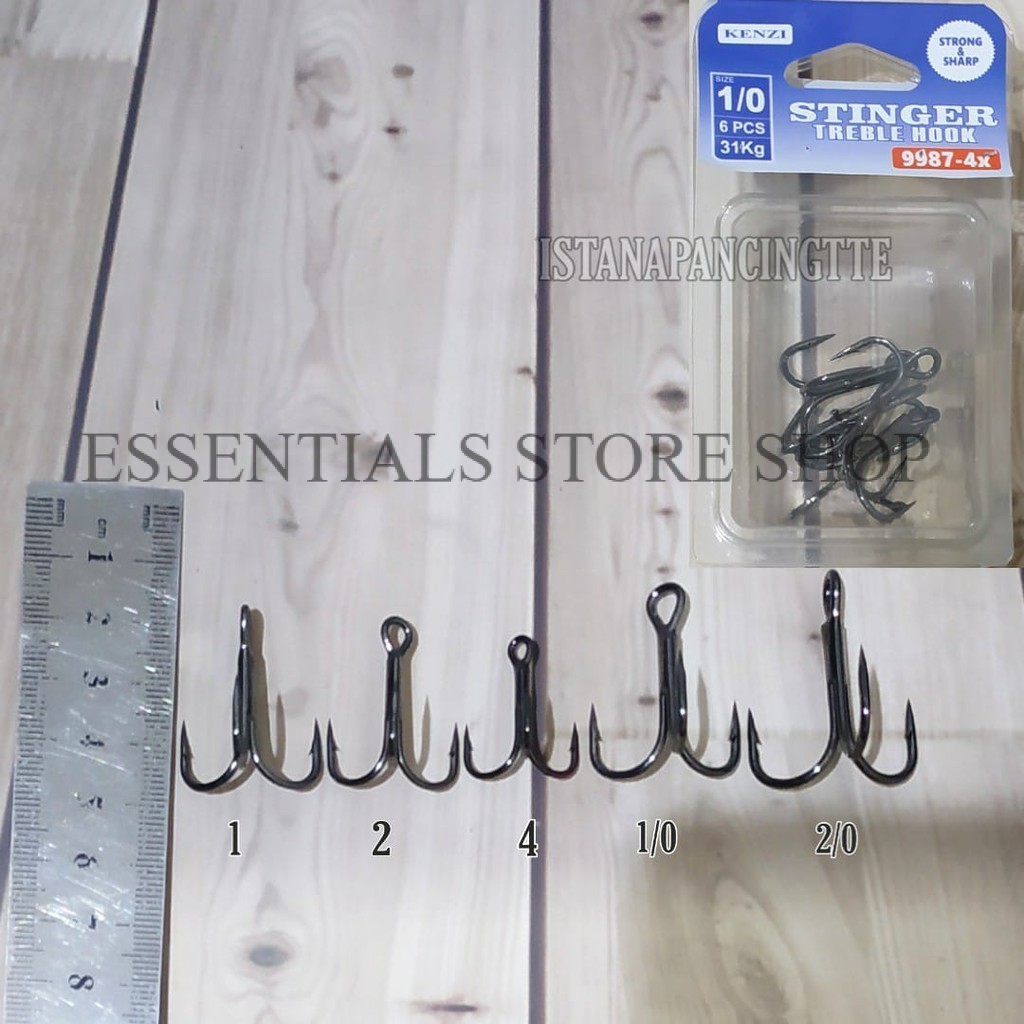 MATA KAIL KENZI STINGER TREBLE HOOK 9987 NO 1,2,4,6,1/0,2/0,3/0 MATA KAIL PANCING CABANG 3 GUMALA MA