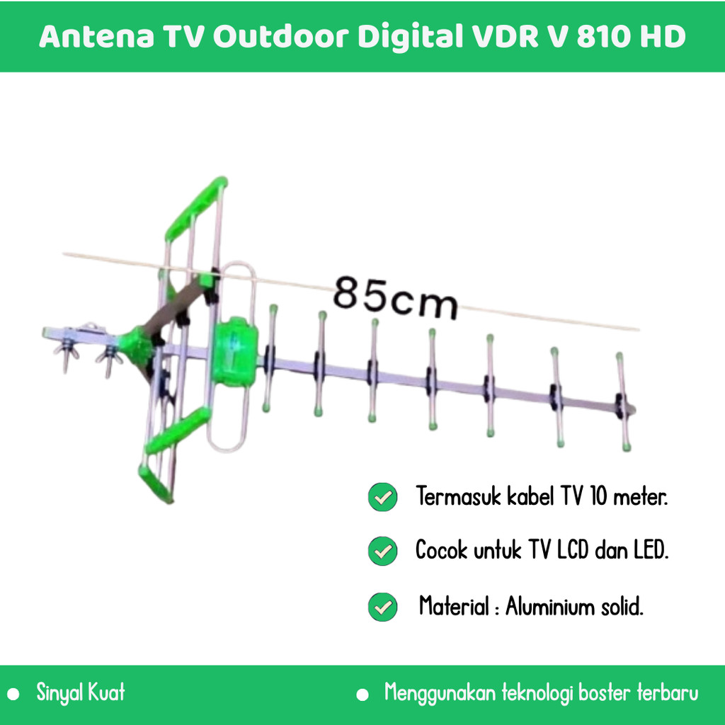 Antena TV Outdoor Digital Sinyal Kuat + Kabel VDR V 810 HD
