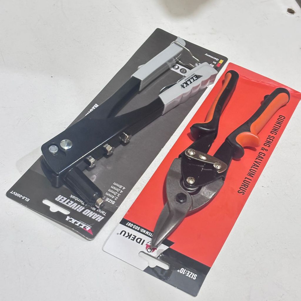NEW TEKIRO 2 SET Paket Tang Rivet + Gunting Baja Ringan 10 Inch - Gunting Seng -  Murah 1 SET