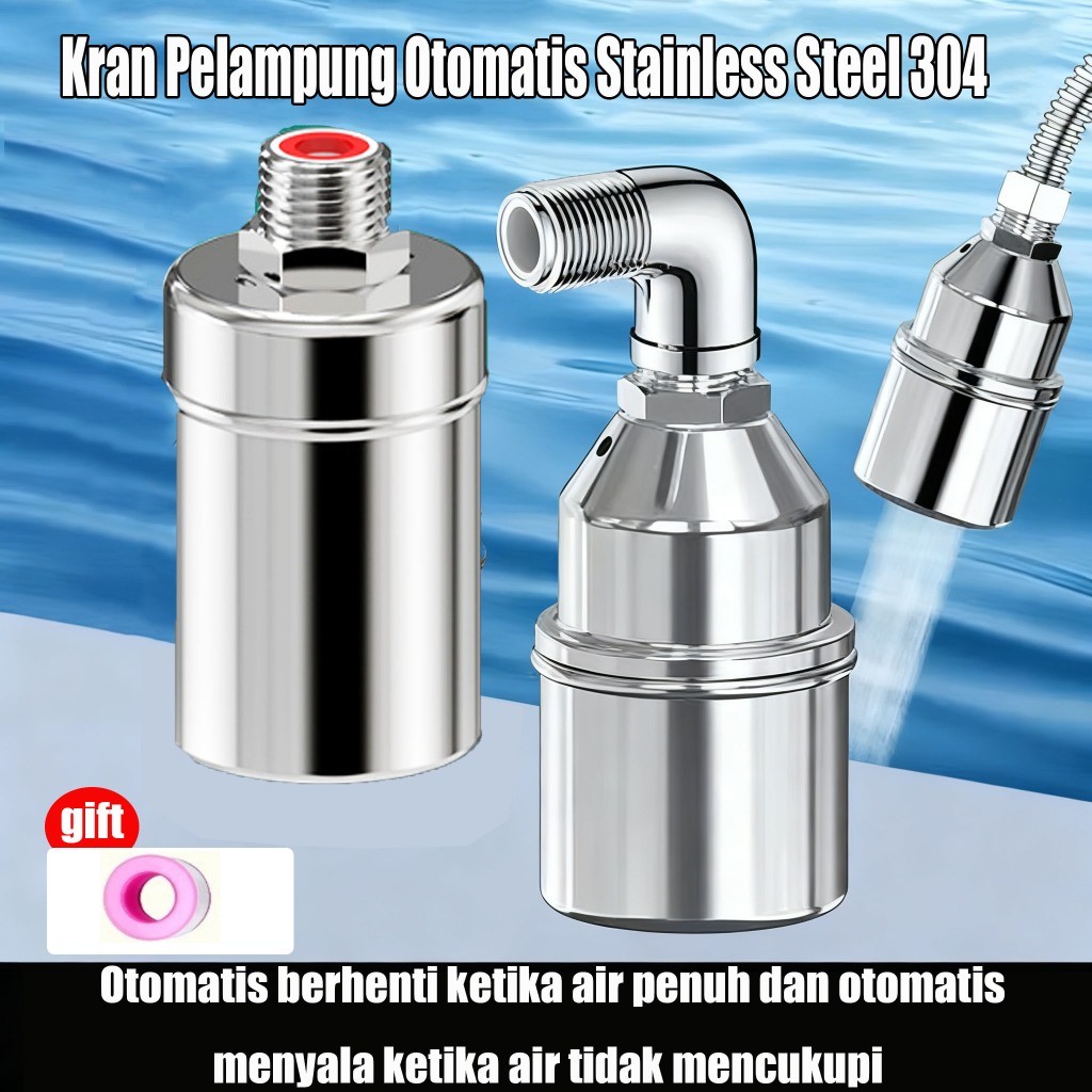MAHAA.STORE Kran Pelampung Otomatis Stainless Steel 304-Katup Pengontrol Level Air untuk Tangki,Tore