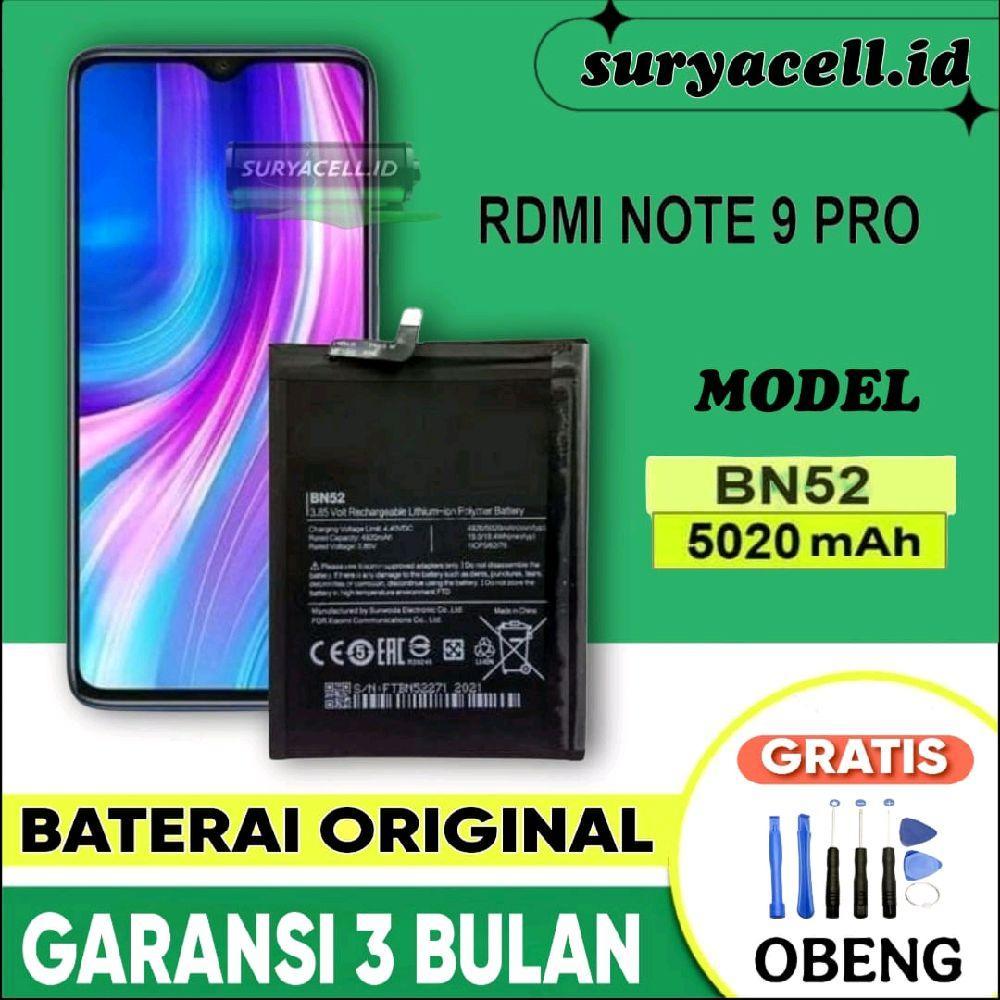 Baterai batre For Xi0mi Rdmi Note 9 Pro / BN52 Original Bergaransi Battery
