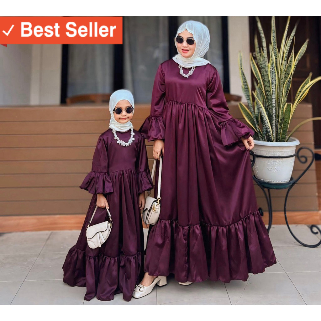 Gamis anak murah edisi lebaran keren / BELLE DRESS KIDS By alfiana outfit/Gamis satin By alfiana out