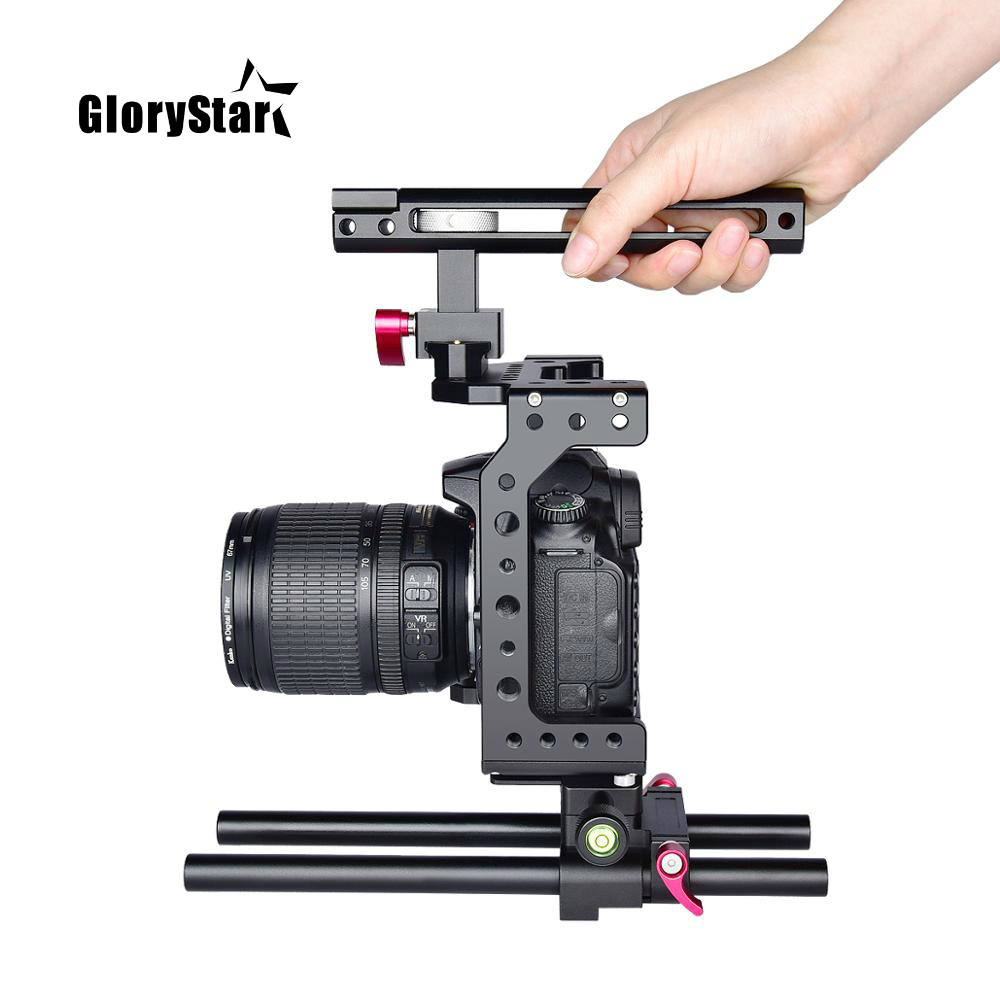 Handle Video Camera Rig Cage Stabilizer for Canon 5D Mark IV III II 6D 7D Nikon DSLR Camera with Qui