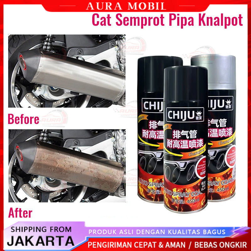 Tahan suhu tinggi 800° 400ML cat knalpot anti panas untuk Mesin Knalpot kompor dll Cat Pilok -Aura M