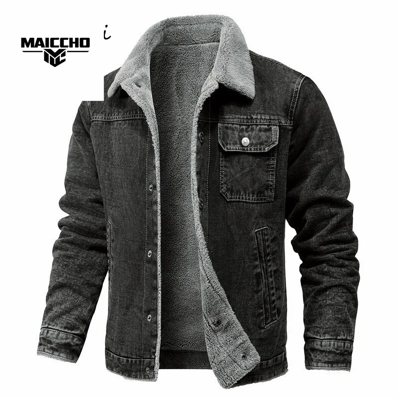 DIMUSI Winter t Fashion Lapel Sherpa Fleece Lined Thicken Denim Jean Trucker  Jeans Coats Clothing 5