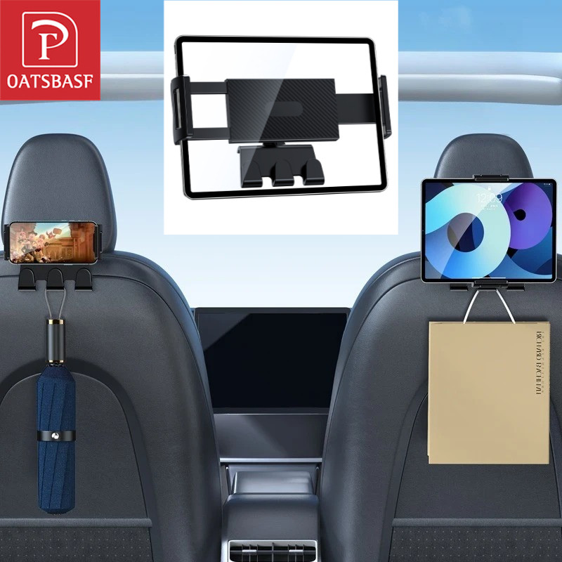 Oatsbasf Car Seat Back Tablet Holder with Hooks for Tesla Model 3Y3 Highland Car Phone Bracket for 4