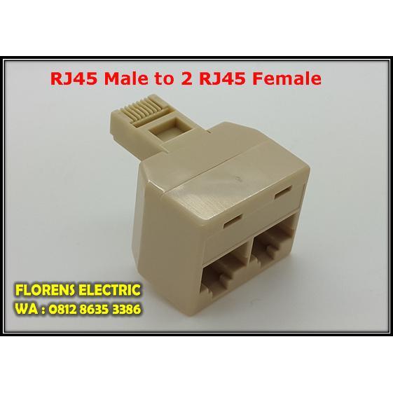RJ45 Male to 2 RJ45 Female Socket Adapter Converter