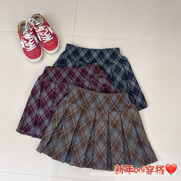 Rok Anak Tahun Baru Rok Lipit Kotak-kotak