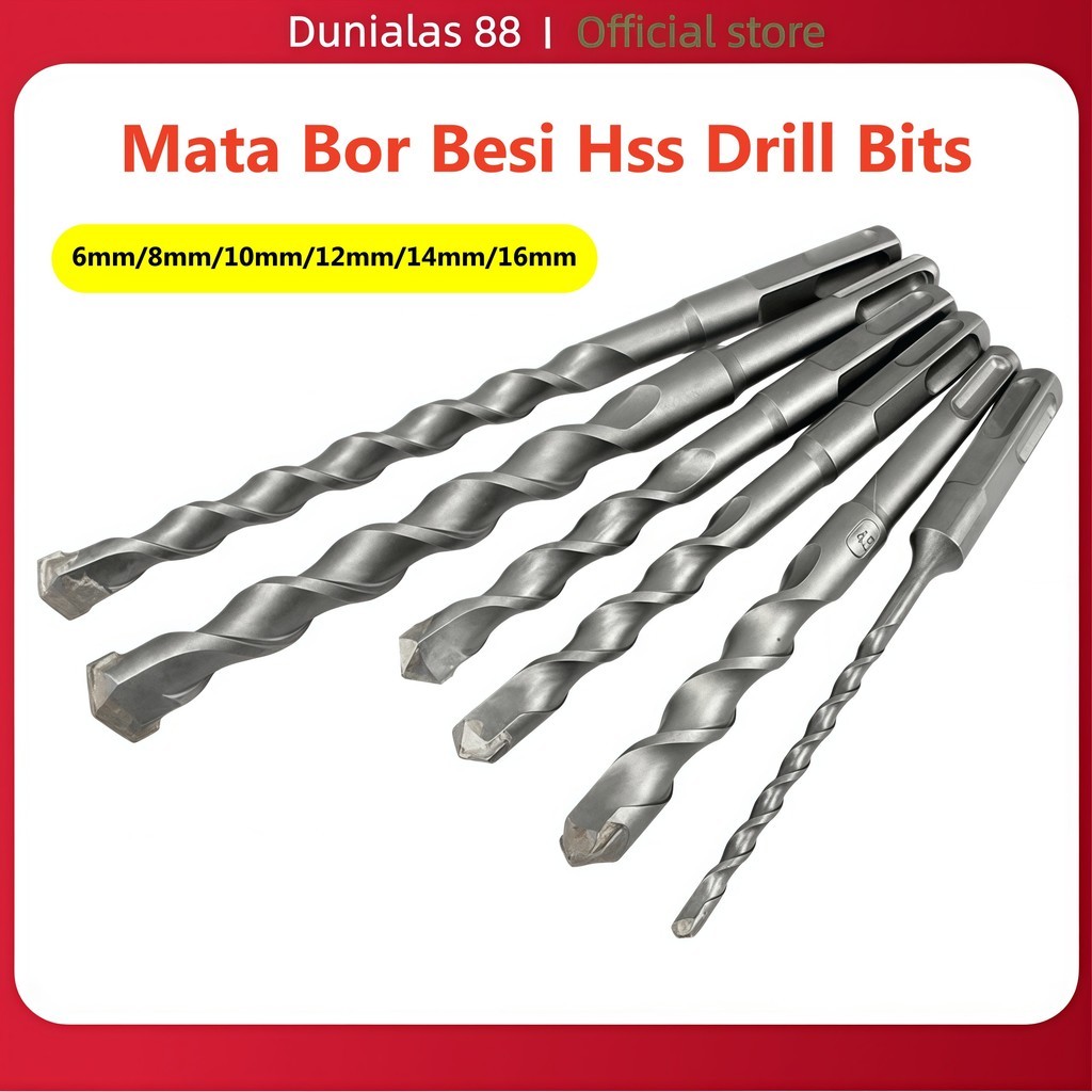 1pcs Mata Bor Besi Hss Drill Bits Set Baja Kecepatan Tinggikompatibel Panjang 6mm/8mm/10mm/12mm/14mm