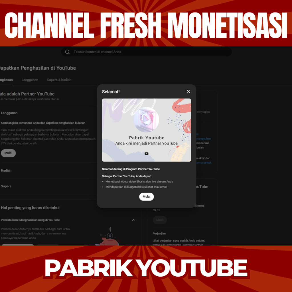 CHANNEL YOUTUBE SUDAH MONETISASI (FRESH) TINGGAL PAKAI AKUN YT MONET