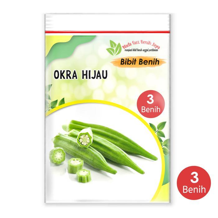 3 Biji benih okra hijau unggulan - bibit okra hijau - okra hijau