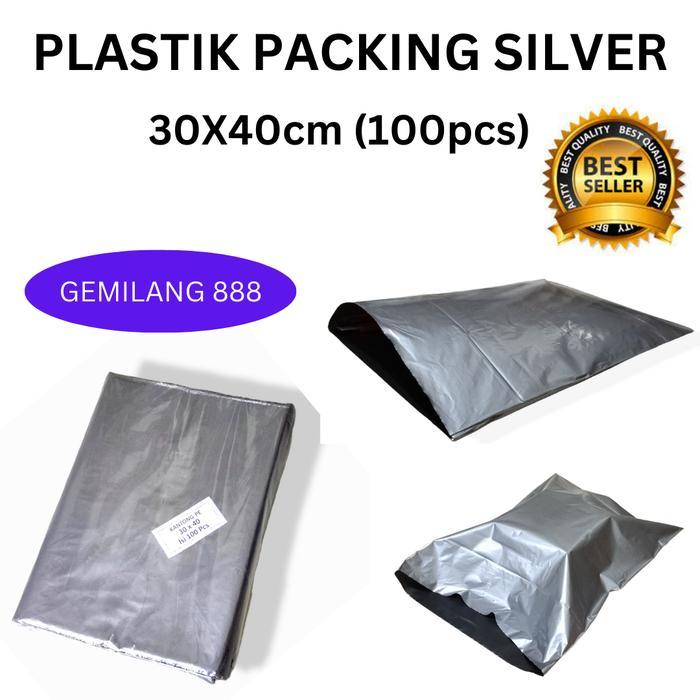 Plastik Packing Silver uk 30x40, HD Packing, Kantong bungkus Paket - Gold 30x40